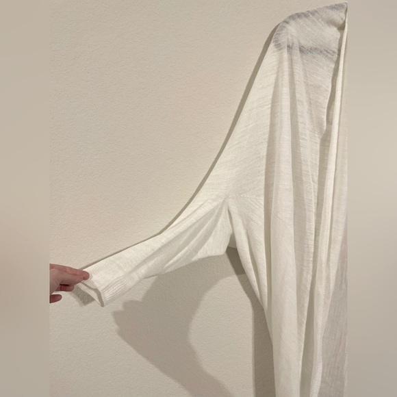 Theory Women's Knit Cardigan Sweater Small White Cocoon Longline Lagenlook - Picture 5 of 14